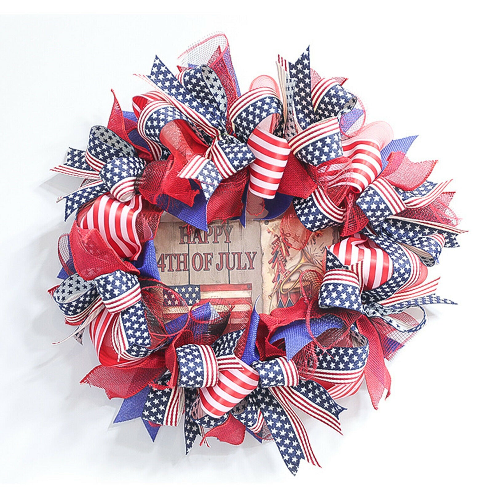 Silk Independence Day Wreath 16'' Garland Door Farmhouse Wall Wedding Decor
