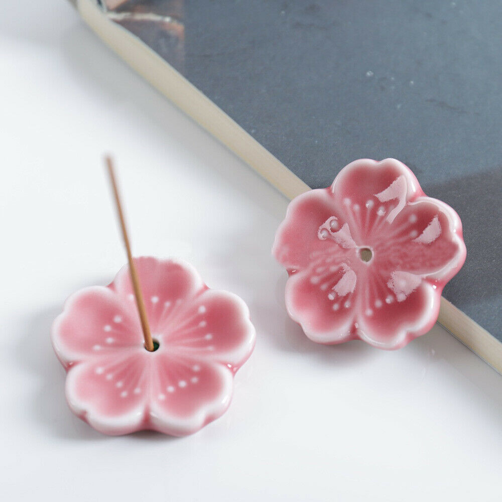 1 Pair Ceramic Cherry Blossom Incense Burner Stick Holder Censer Chopstick Stand