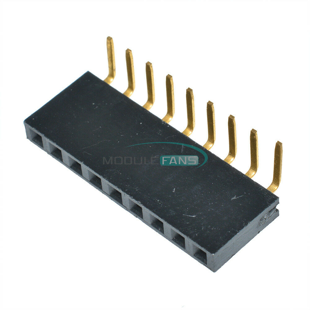 10PCS 1x9Pin Header 2.54mm Pitch Right Angle Female Row Single Socket Connector