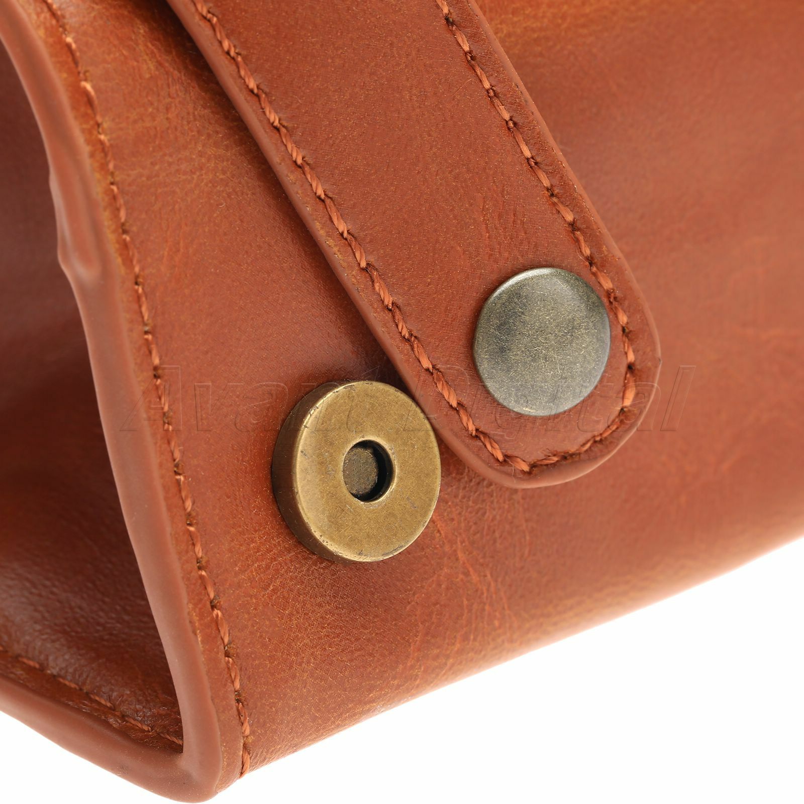 Brown Leather Men's Travel Sports Pouch Case Shaving Brush & Razor Toiletry Bag