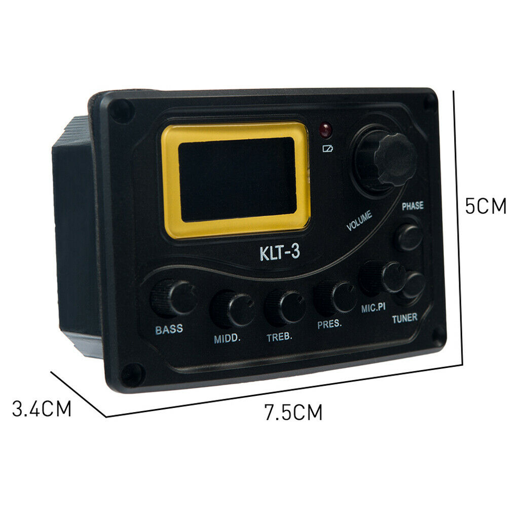 KLT-3 Acoustic Guitar Bass EQ Preamp with Micphone Tuner 4 Band Equalizer