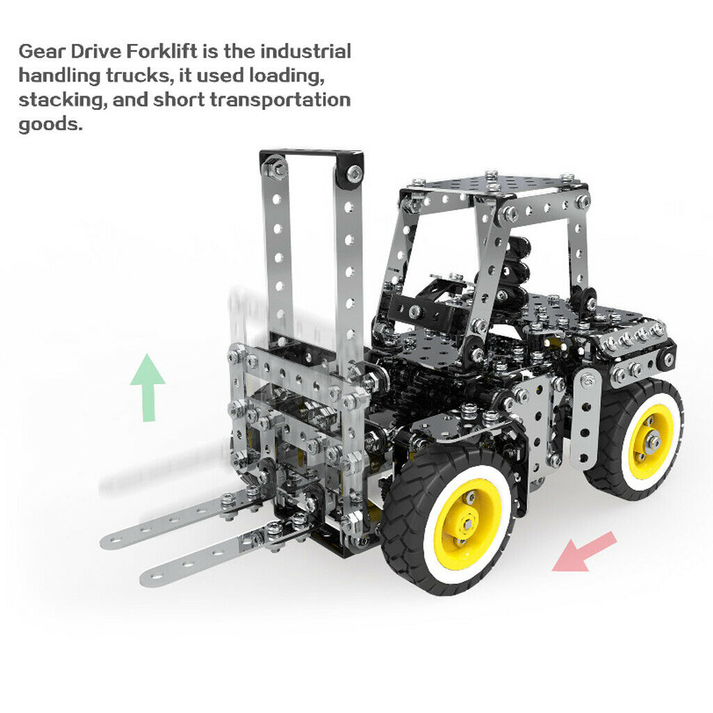 589 Pieces of Alloy DIY Forklift Building Blocks Set, Educational STEM Learning