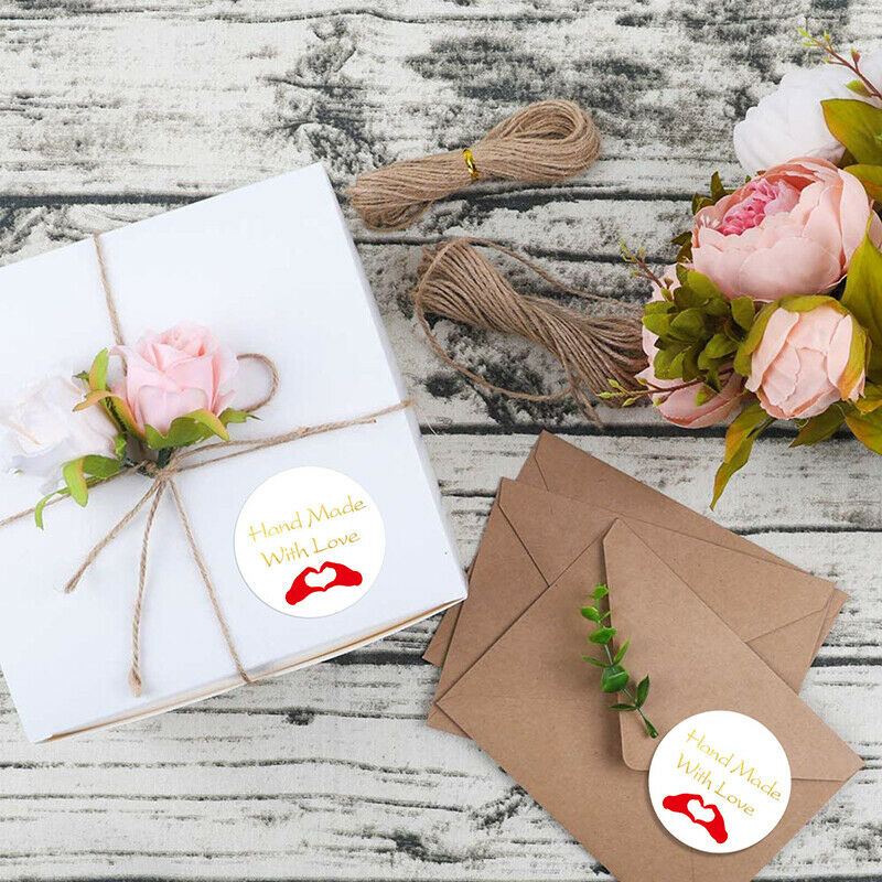 500pcs Hand Made With Love Stickers Scrapbooking for Package Seal Labels .l8