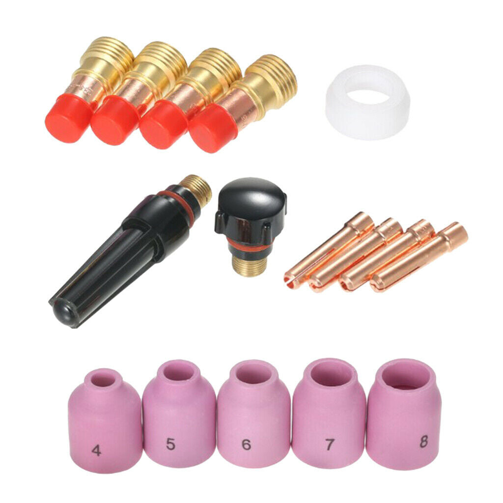 16x TIG Gaslinsen Welding Accessories With Clamping Sleeves, Ceramic Nozzles,