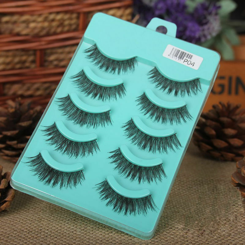 5-Pairs Natural Messy Cross Eye Lashes Makeup Long Soft Black False Eyelashes