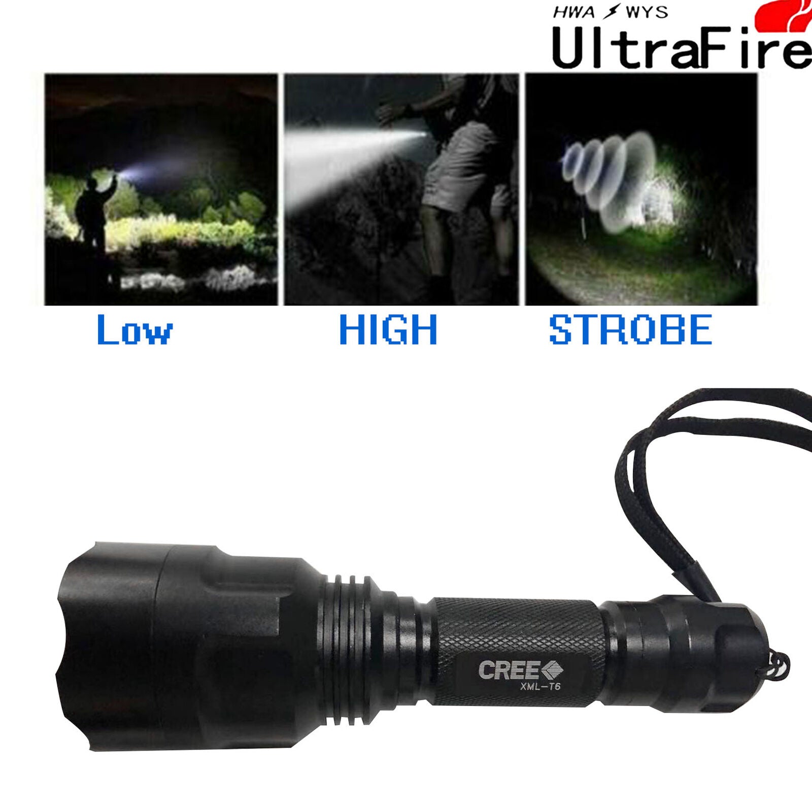 Portable 15000lm Xm-l Ultra Fire C8 T6 LED   Flashlight Torch Lamp Light