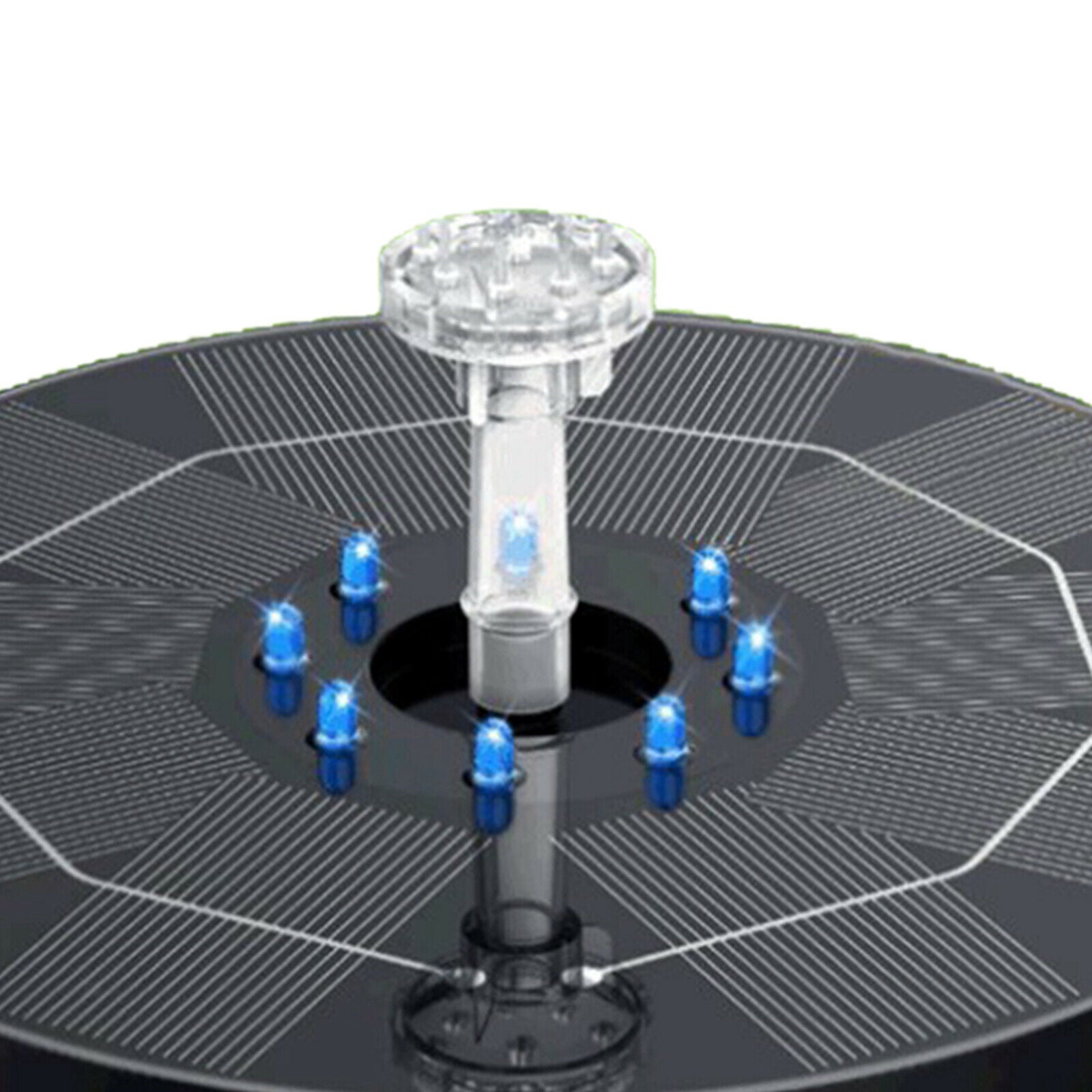 Solar Powered Fountain Water Pump Panel Birdbath w/ 6 Nozzles for Aquarium