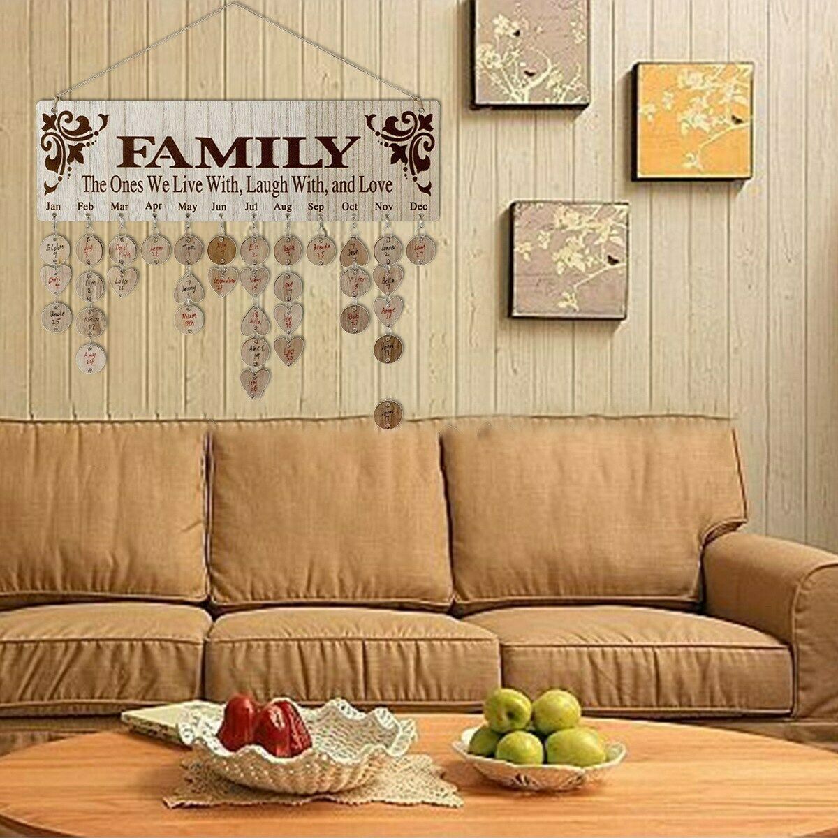 Birtay Gift Family Birtay Calendar Hanging Board DIY Wood Calendar Board RemN6X8