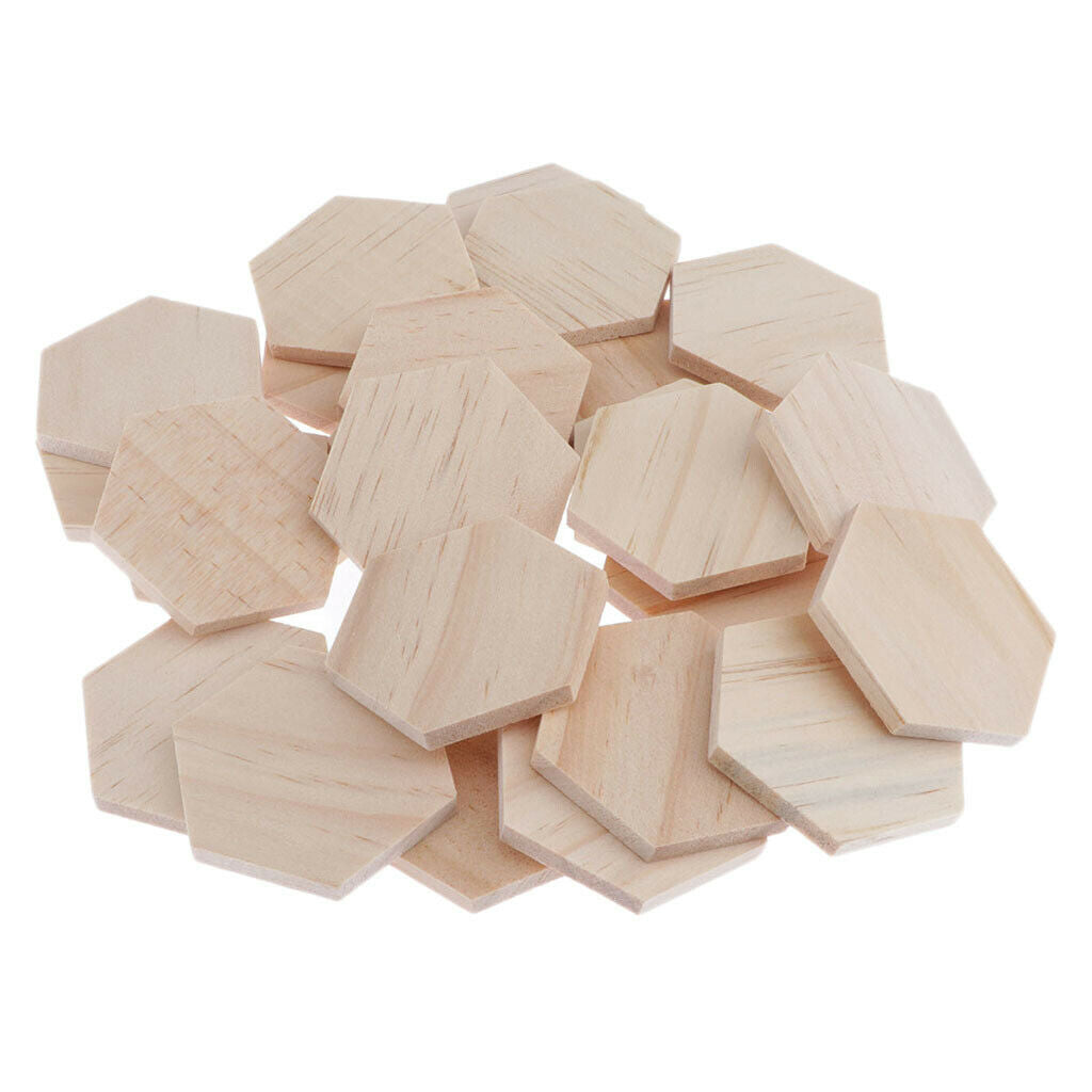 25pcs Hexagonal Shape Wooden Pieces DIY Craft Embellishment For Cardmaking