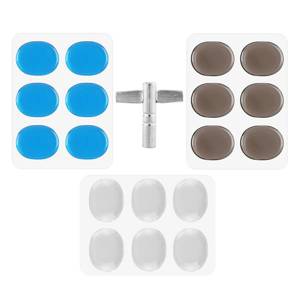3x Drum Damper Pads Silicone Drums   with Drum Key for Snare Drum Kit