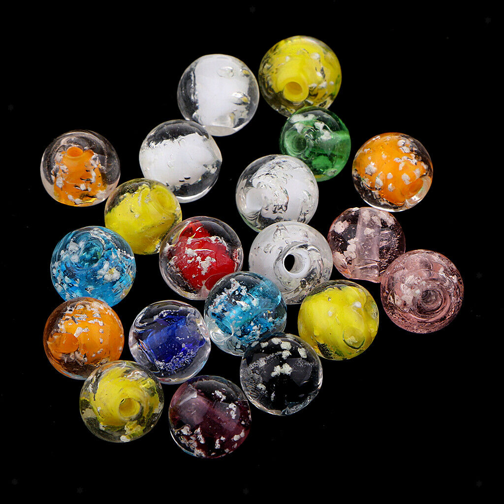20PCS Assorted European Lampwork Glass Beads Spacer Beads Charms