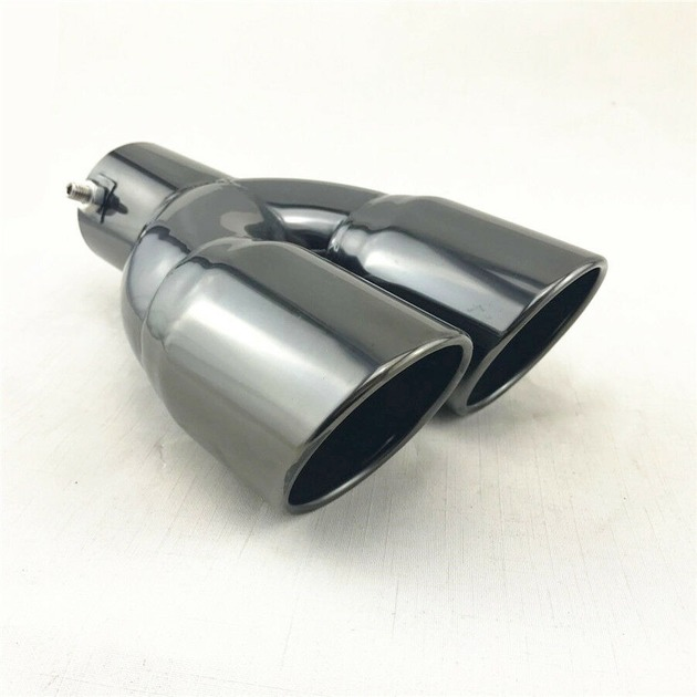 Car Black Stainless Steel Dual Exhaust Tip 2.5" Muffler Tail Pipe Universa 63mm
