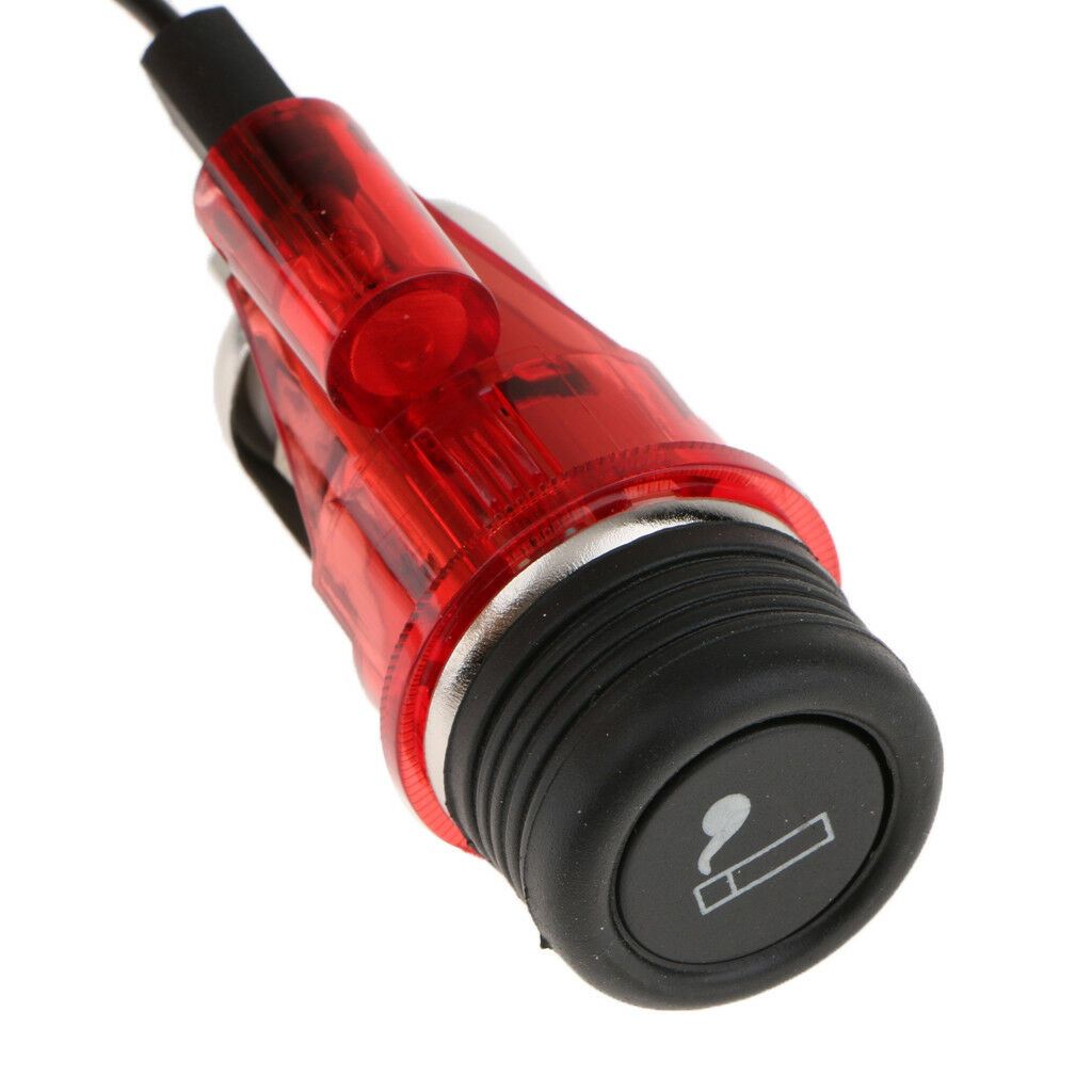 Car Cigarette Lighter Socket 12V Power Plug With Light Dia 28mm Red