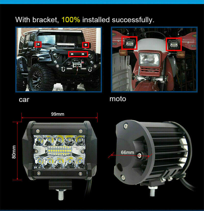 1pc 4 inch LED Work Light Bar Flood Spot Beam Offroad 4WD SUV Driving Fog Lamp