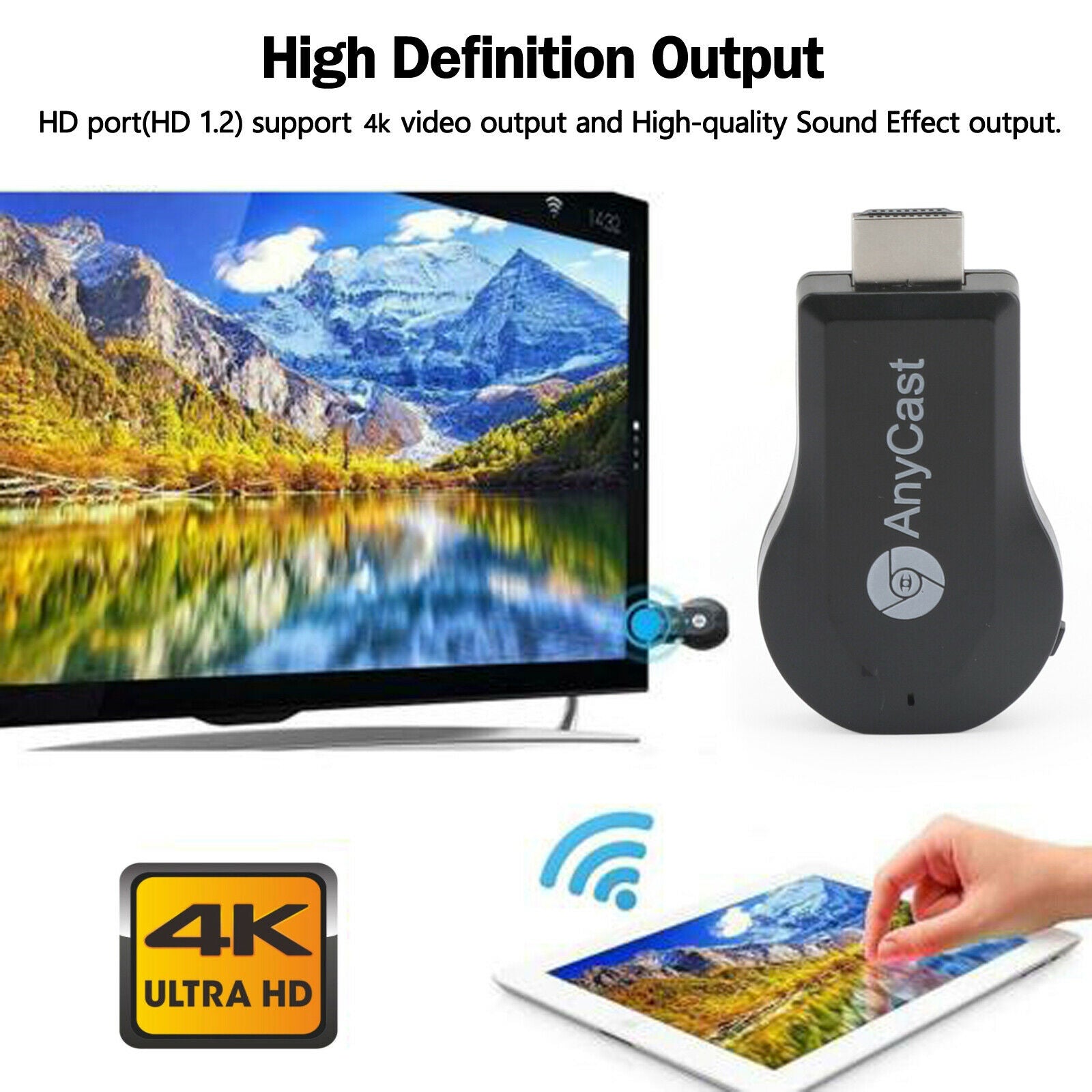 True 4K M100 TV Stick Dongle Receiver Anycast HDM TV WiFi TV Streamer  CA