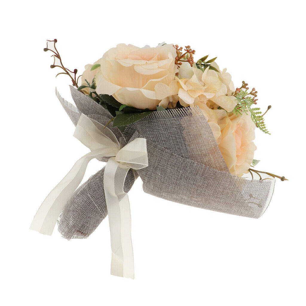 Champagne Rose Bouquet - Wedding Bridal Bouquet Hand Holding Flowers