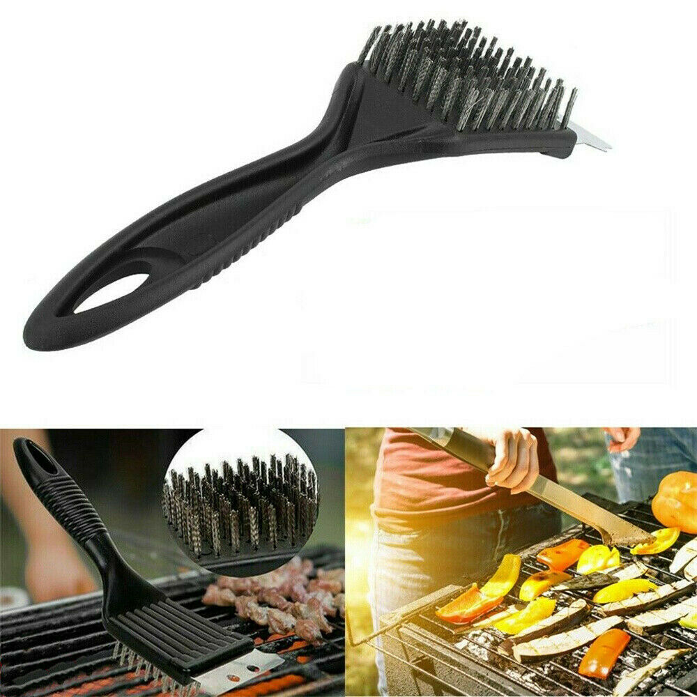 Stainless Steel Wire  Brush With Scraper Filler BBQ Grill Oven Racks Clean Tools