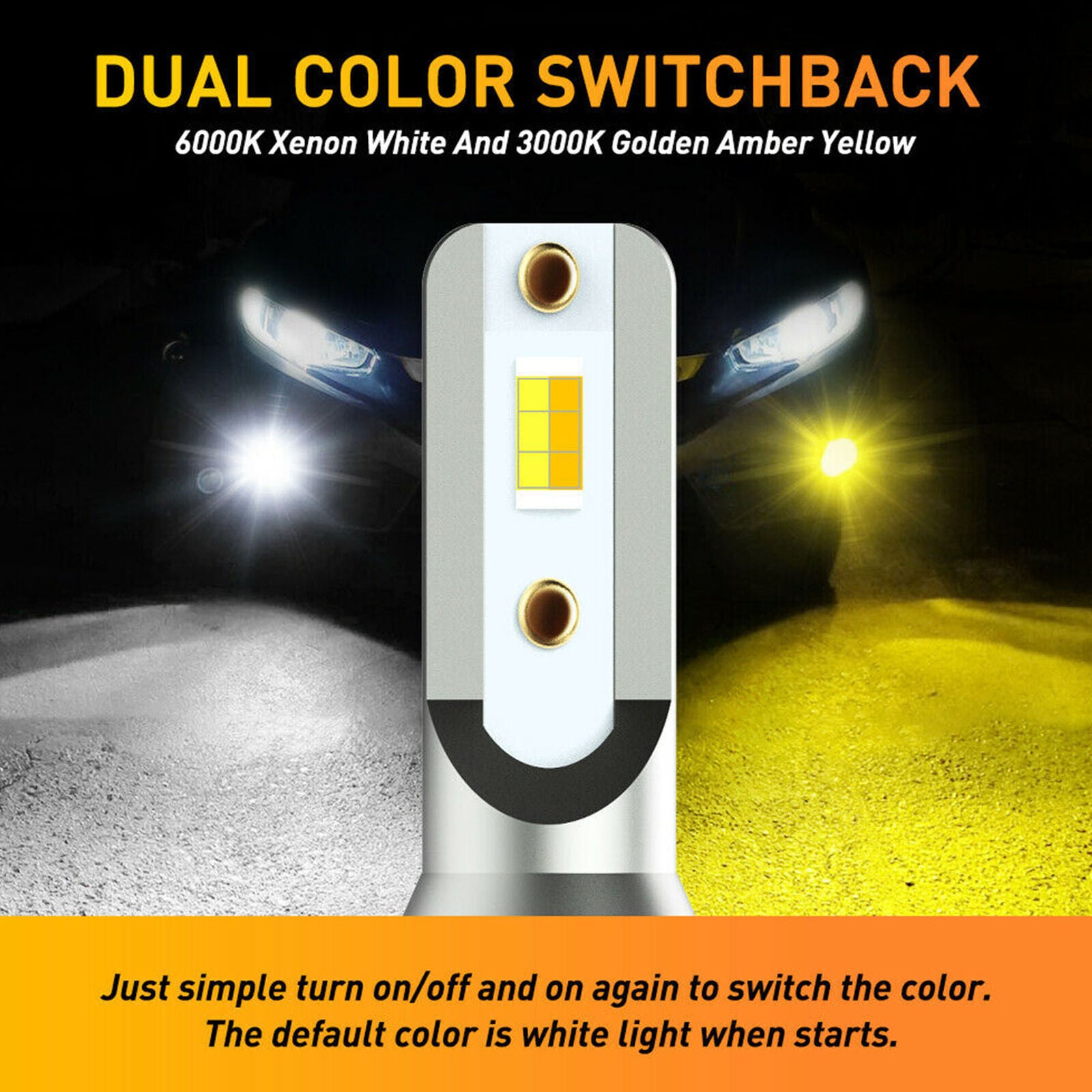 H11 H8 White Yellow LED Fog Light Bulbs Dual Color Super Bright DRL Lamp