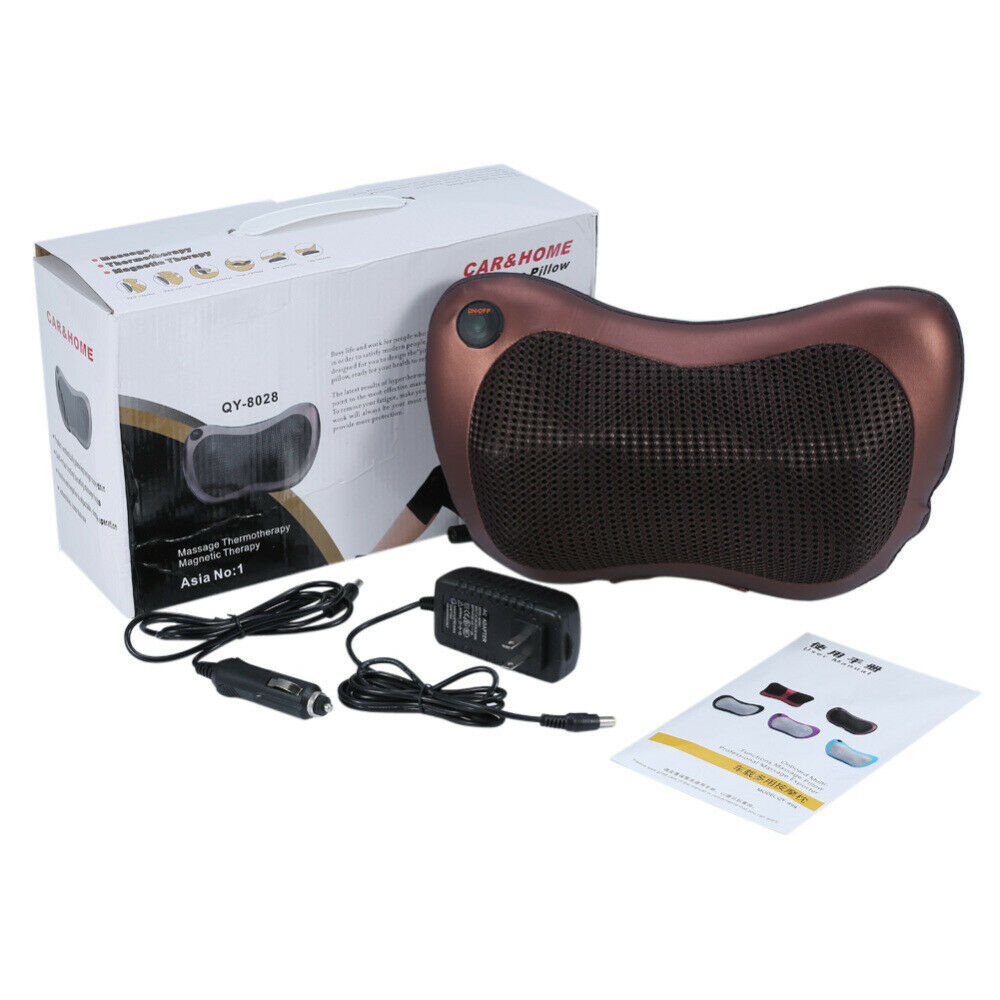 Electric Lumbar Neck Back Massage Pillow Massager Kneading Cushion Heat Home Car