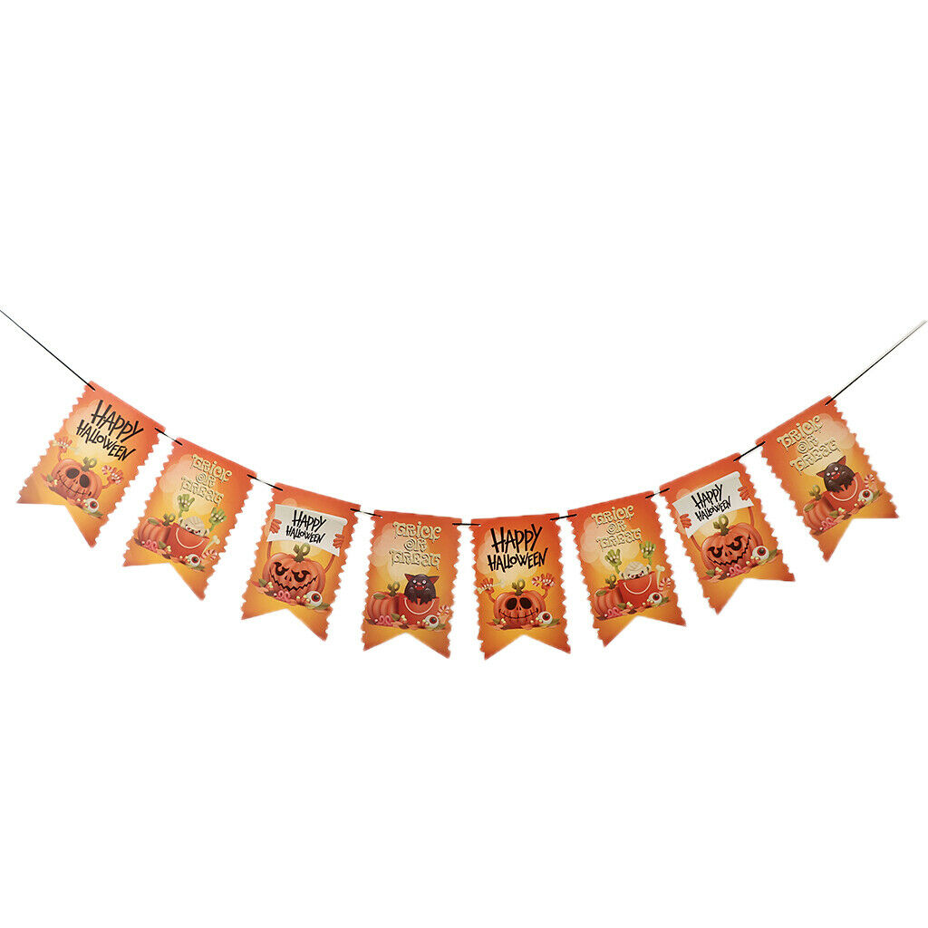 Trick or Treat Halloween Bunting Banner Pumpkin Garland Party Hanging Decor