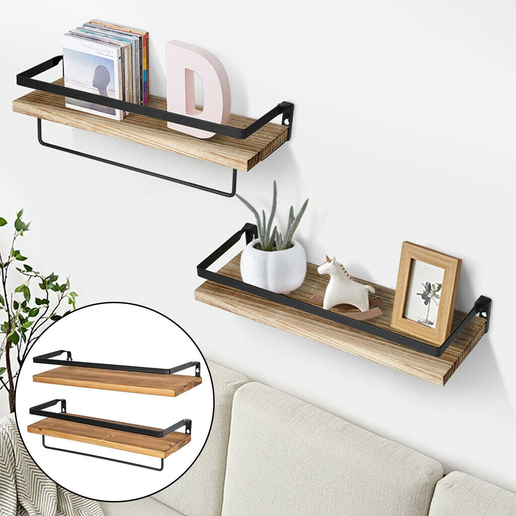 Rustic Floating Shelf Kitchen Wall Shelves Rack Towel Bar Hanger Bracket