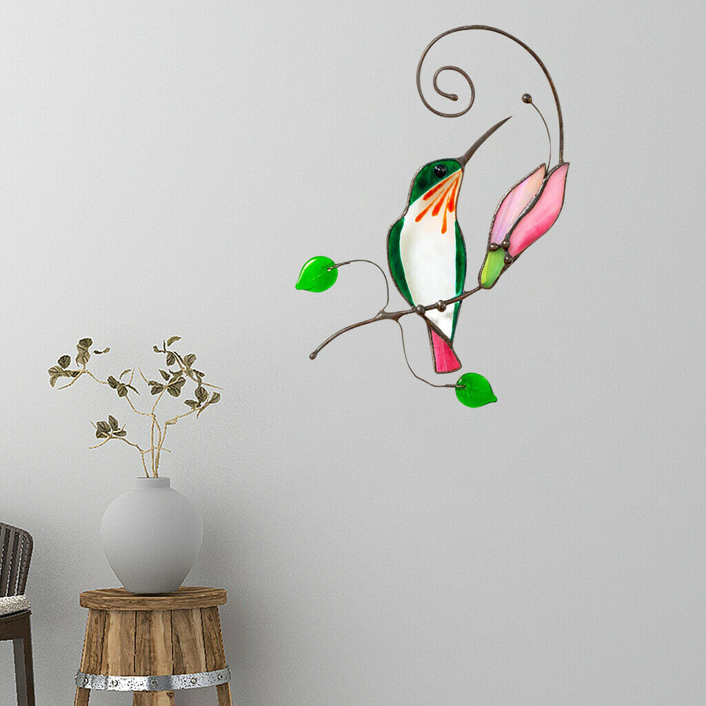 2x Stain Glass Window Wall Hummingbird Stickers Anti Collision Wall Decals