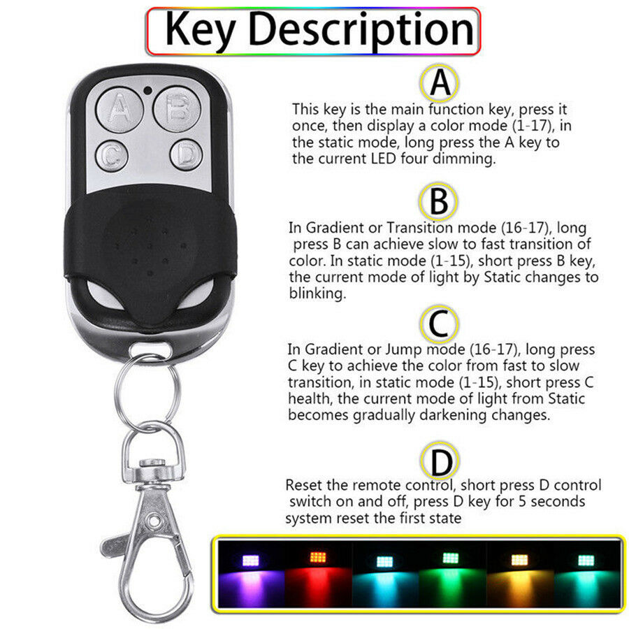 4x Universal RGB LED Under Body Light Mini Rock Lamp Car Off-Road Remote Control