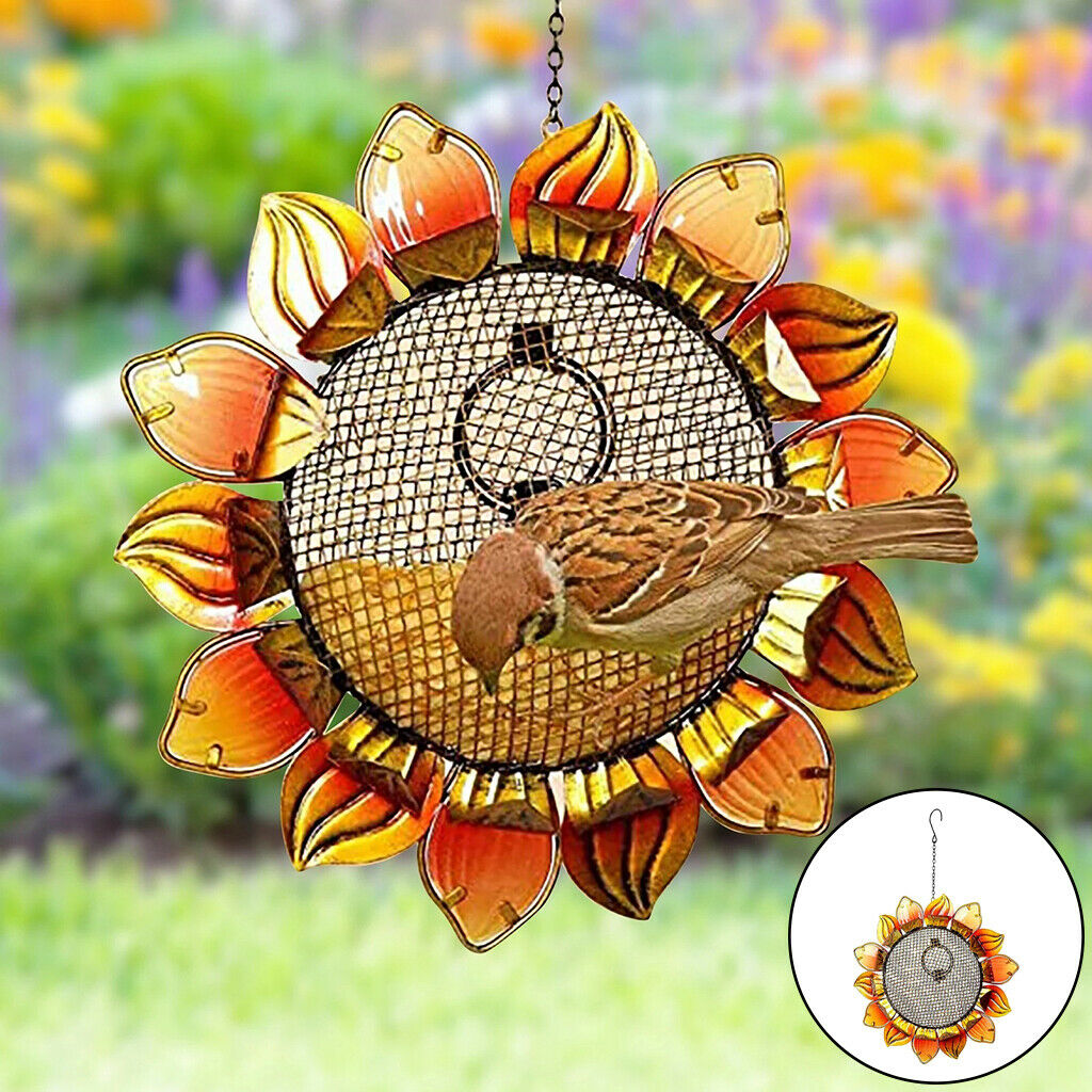 Bird Feeder Squirrel Guard Metal Sunflower Shaped Hanging 28cm