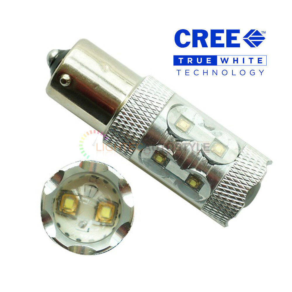 2x 50W PURE WHITE CREE LED PY21W 581 BAU15S CANBUS ERROR FREE DRL REVERSE LIGHT