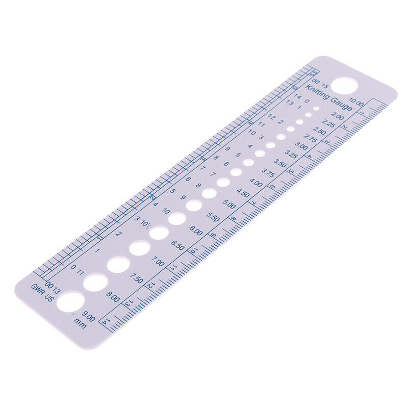 Knitting Accessories Needle Gauge Inch Sewing Ruler Tool CM 2-10mm Size Meas Lt