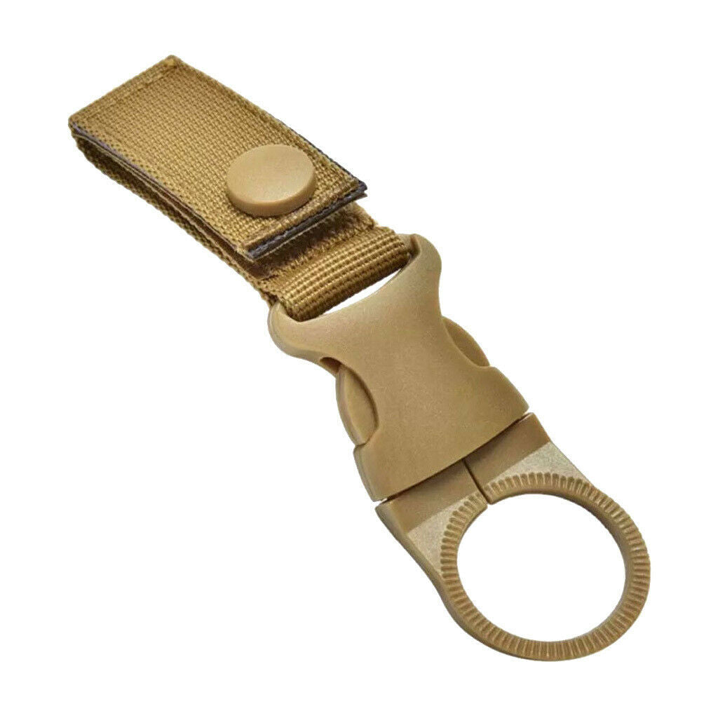 2X Nylon Molle Hanging Strap Webbing Buckle Clip Bottle Hook Belt  Tan