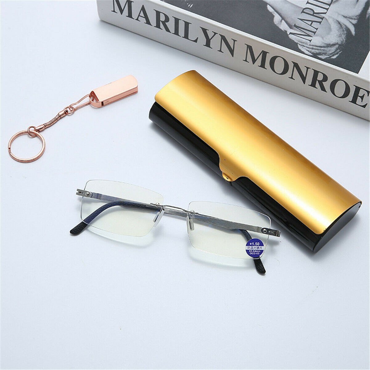 Portable Hard Metal Aluminum Presbyopic Glasses Storage Case Protector Box