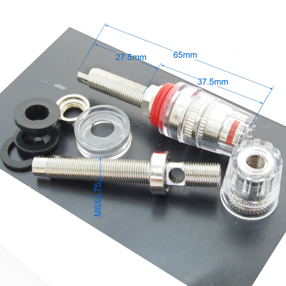 2pcs High Quality Nickel HiFi Amplifier Speaker Terminal Binding Post 65mm Long