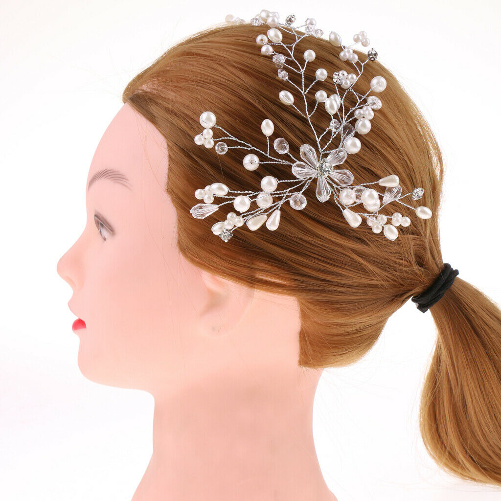 Fashion Hair Vine Pearls Crystal Rhinestone Wedding Woman Bridal Headpieces