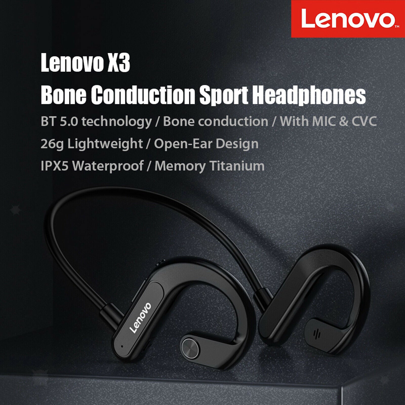 Wireless Bone Conduction Headphones Bluetooth 5.0 Lightweight for Gym Sports
