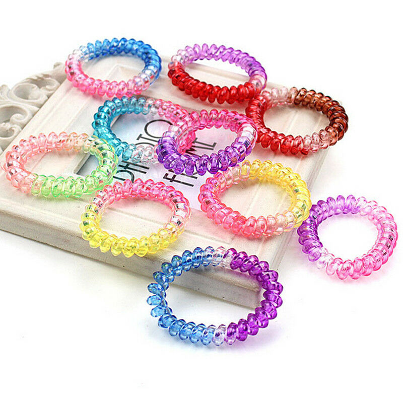 10pcs Gradient color elastic telephone wire cord head ties hair band rop.l8