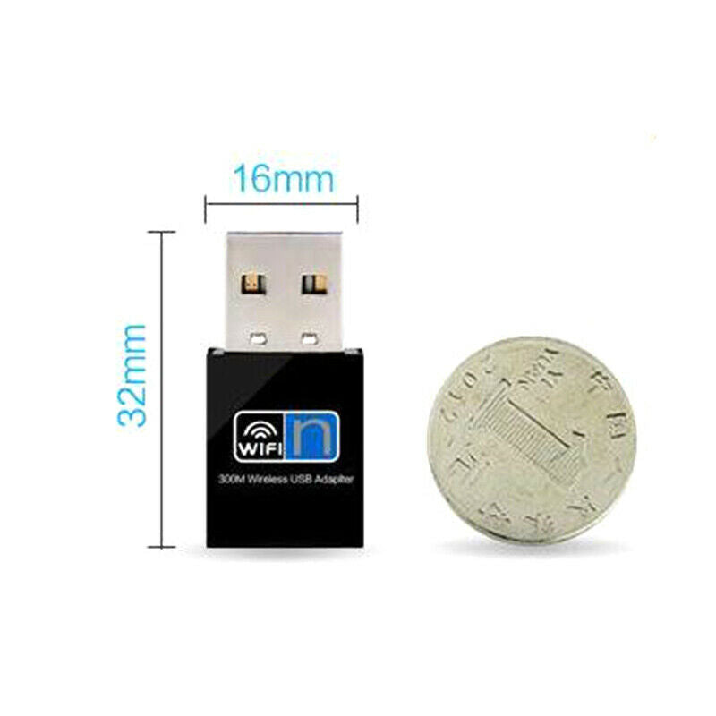 300Mbps Mini Wireless USB Wifi Adapter for Desktops Laptops Windows 10 / 8  IE