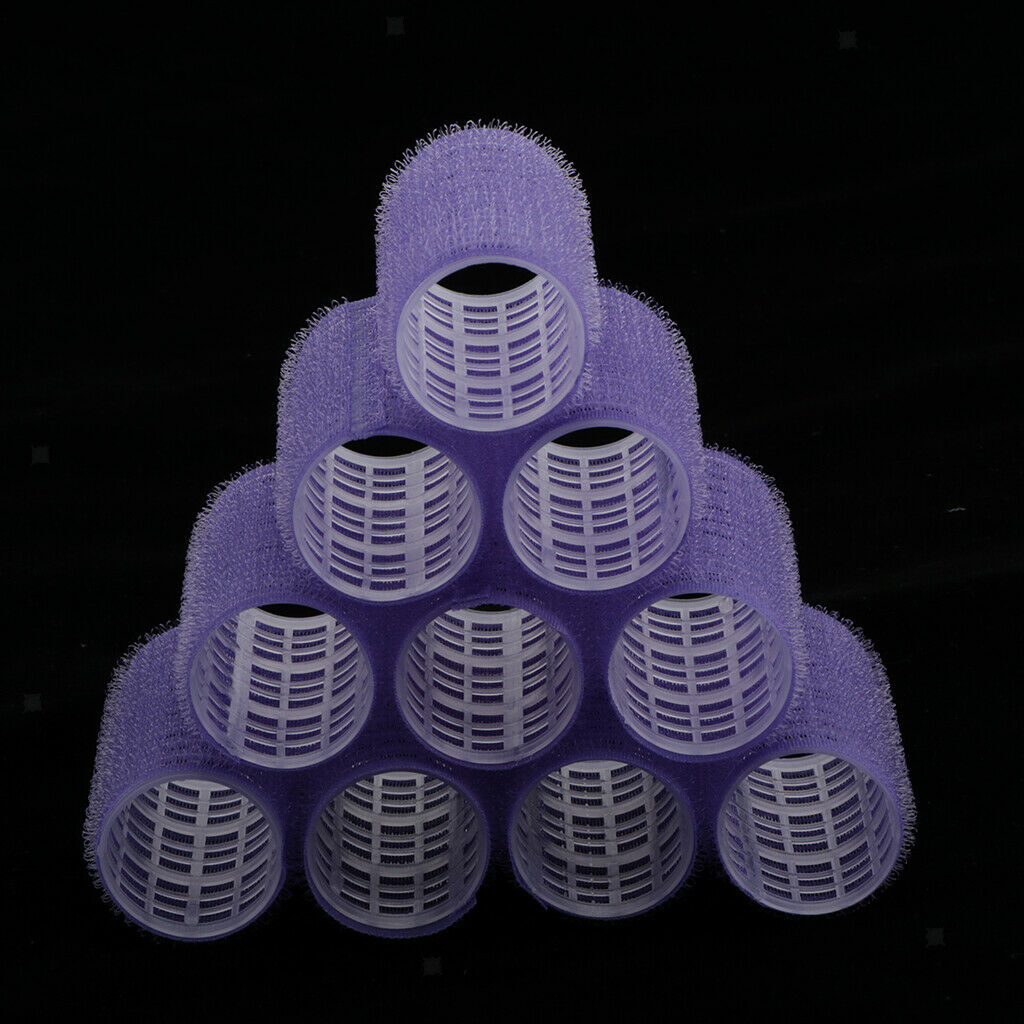 20x 24mm Pink + 32mm Purple Self Grip Hair Rollers Curlers Set for Women