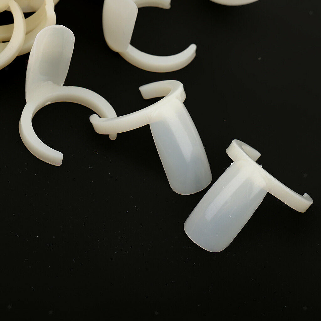 Ring Natural False Nail Art Polish Color Pops Display Practice Tips 50pcs