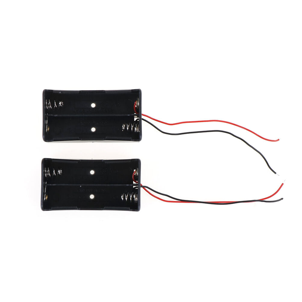 2pc 2x18650 Black Plastic Battery Storage Case Box Holder with 6" Wire Le.l8