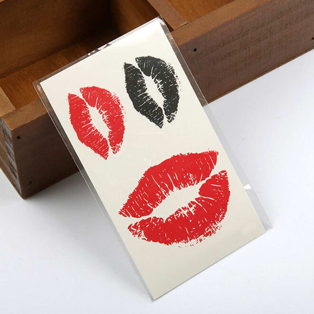 2pcs Sexy lips Tattoo Temporary Body Arm Stickers Black Removable Waterproof BD