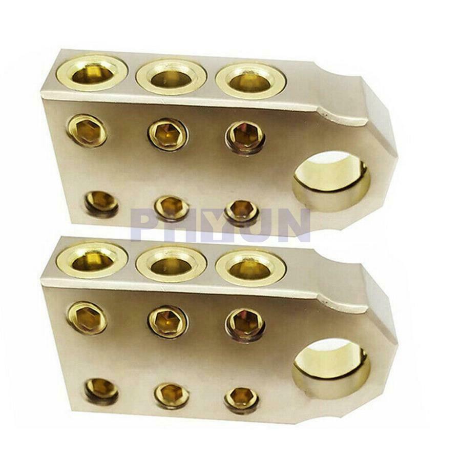 2pcs Car Battery Terminal Clamp Post Positive Negative Port For 1/0 2/0 AWG Wire