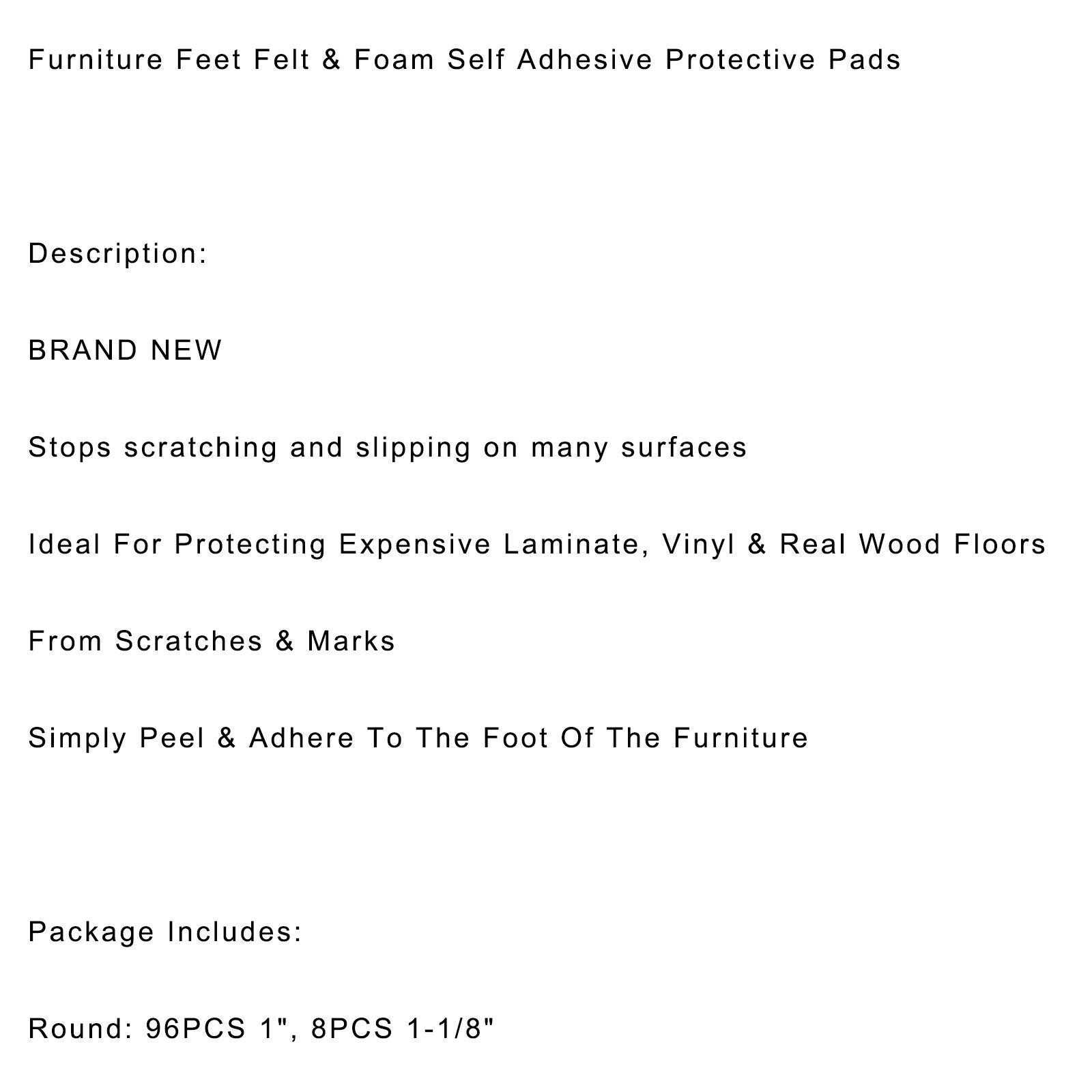 104Pcs Furniture Pads Chair Leg Floor Protectors Felt Pads Hardwood Floors Brown