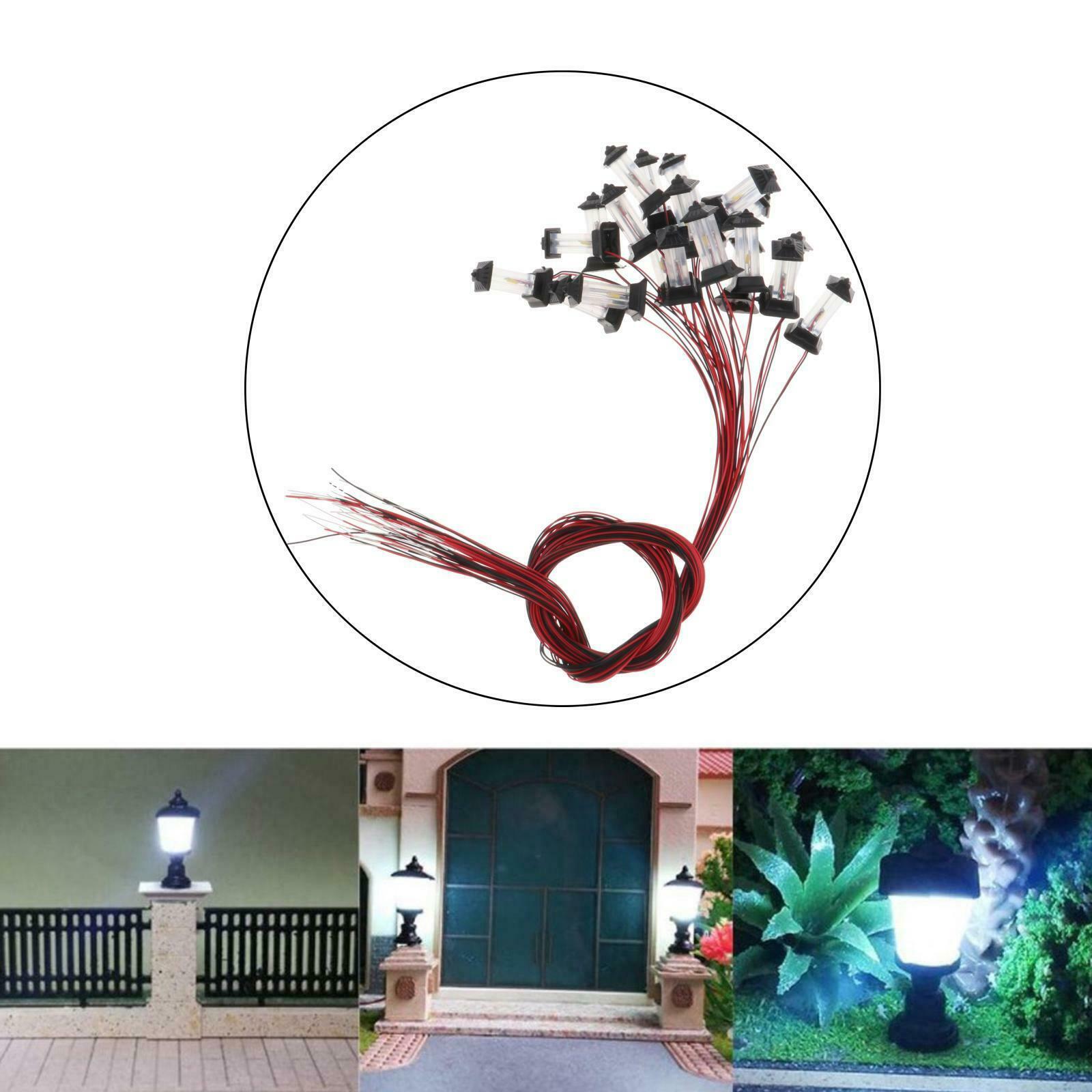 20x Lawn LED Light Railroad Micro Landscape Warm Light Lamppost 1:100-1:500