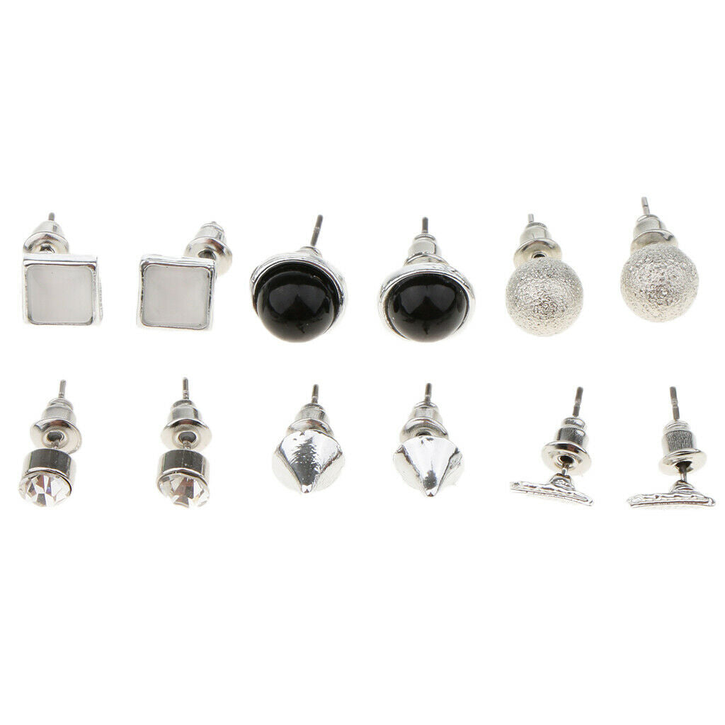6 Pairs Assorted Shape Geometric Stud Earrings Bulk for Women Girl Jewelry
