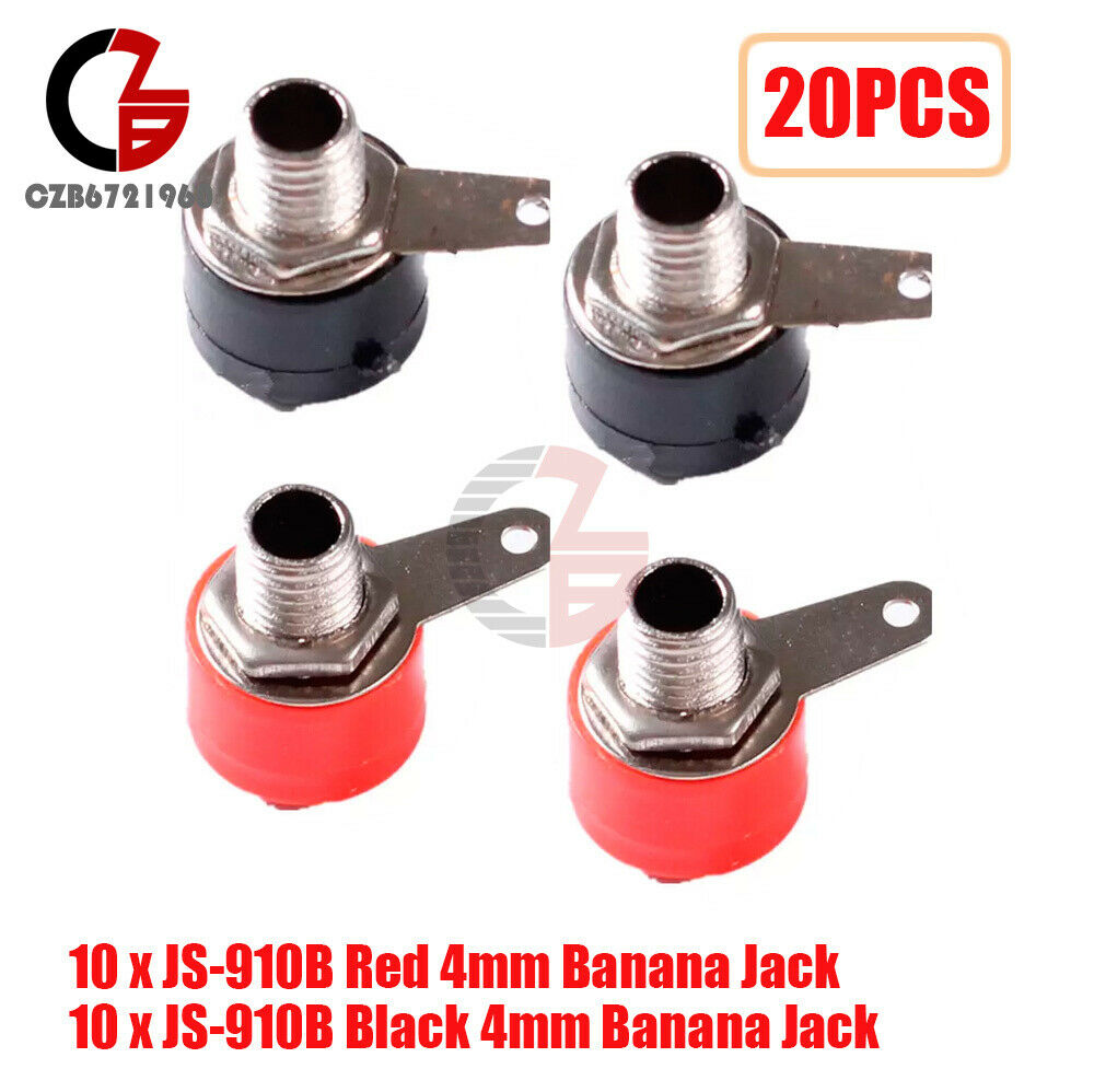 20x JS-910B 4mm Banana Jack Female Short (Red+Black) Terminal for Speaker Audio