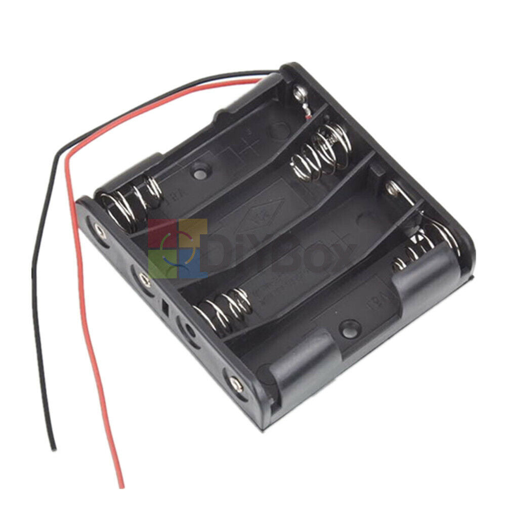 10PCS 6.0V 4 X AA 4xAA 2A Plastic Battery Storage Case Box Holder w/ Wire Leads