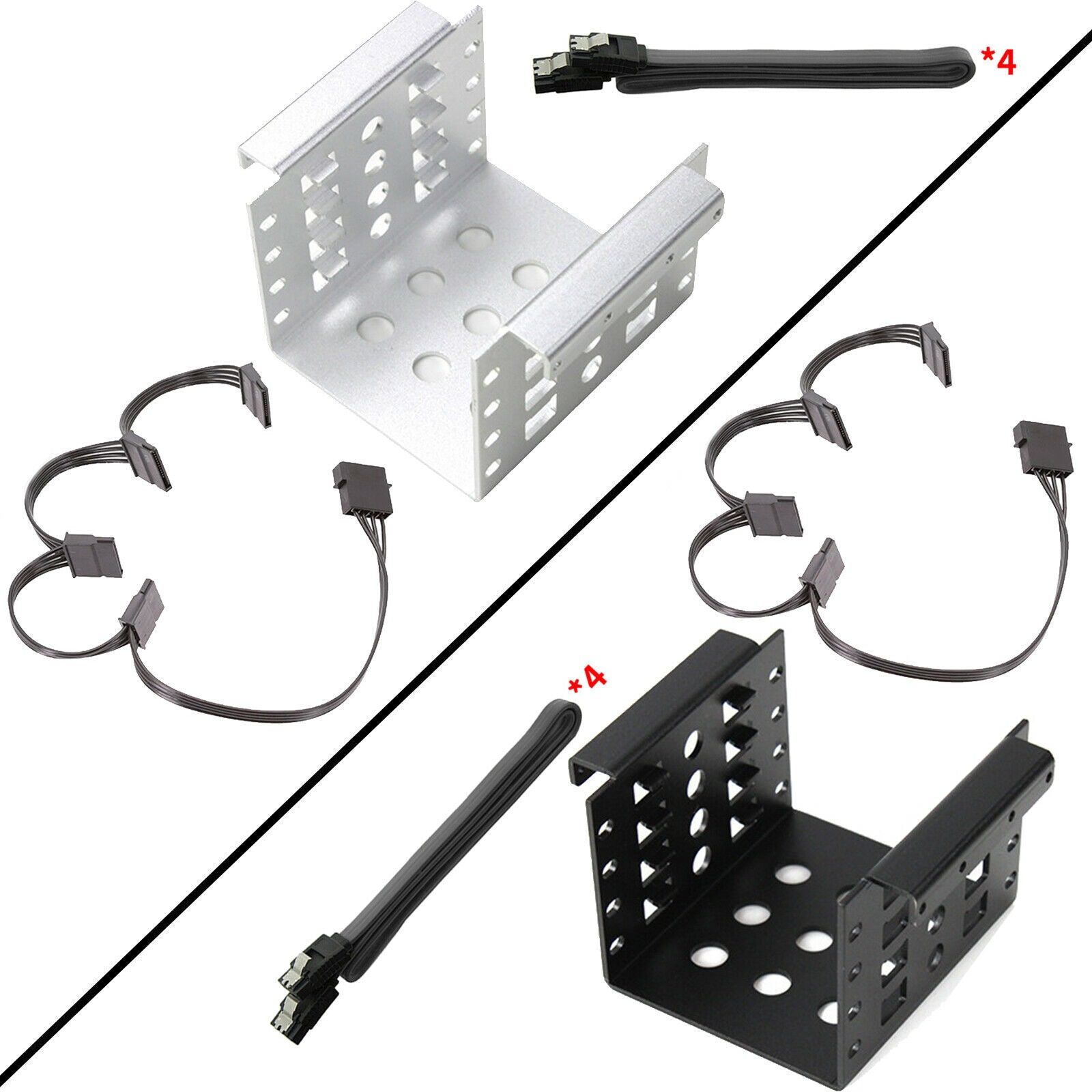 2x Metal 4-Bay 2.5" SSD HDD Hard Drive Caddy Bracket Rack Kit Spare Parts