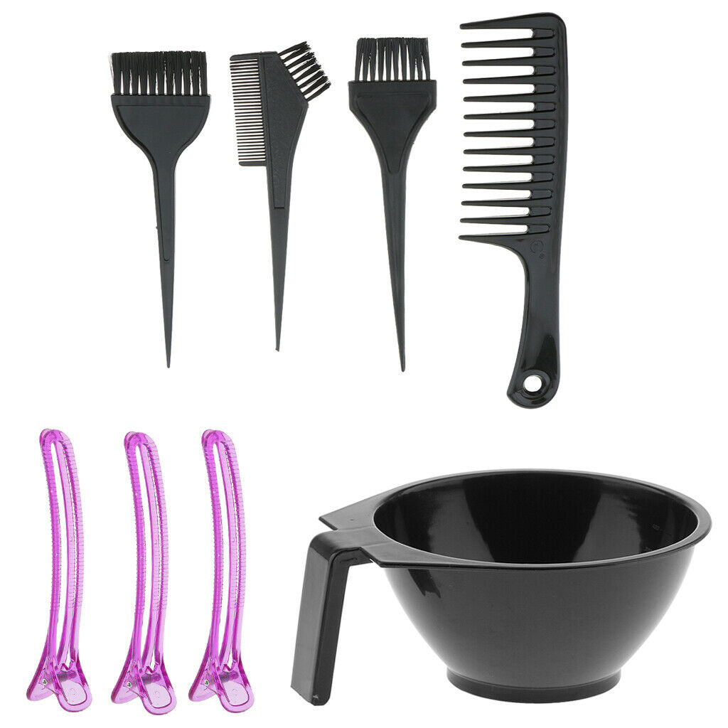 8x Salon Barber Hair Dyeing Brushes Detangling Comb Bowl Styling Tools Kit