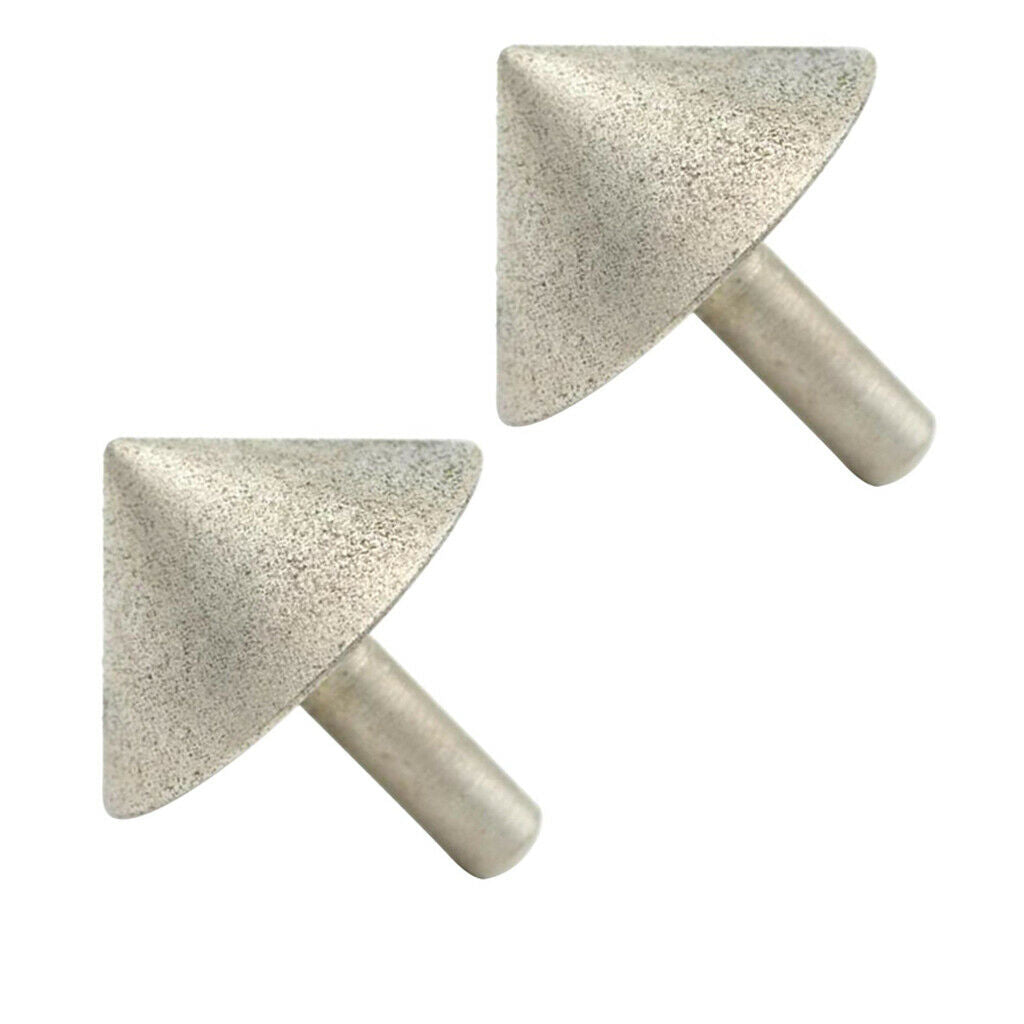 2x Diamond Grinding Head Points 90 Degrees Rotary Taper Single Type 25mm Dia